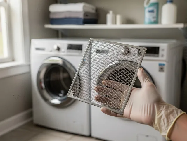 Portsmouth Dryer Vent Cleaning specialist performing detailed lint trap cleaning service in Portsmouth